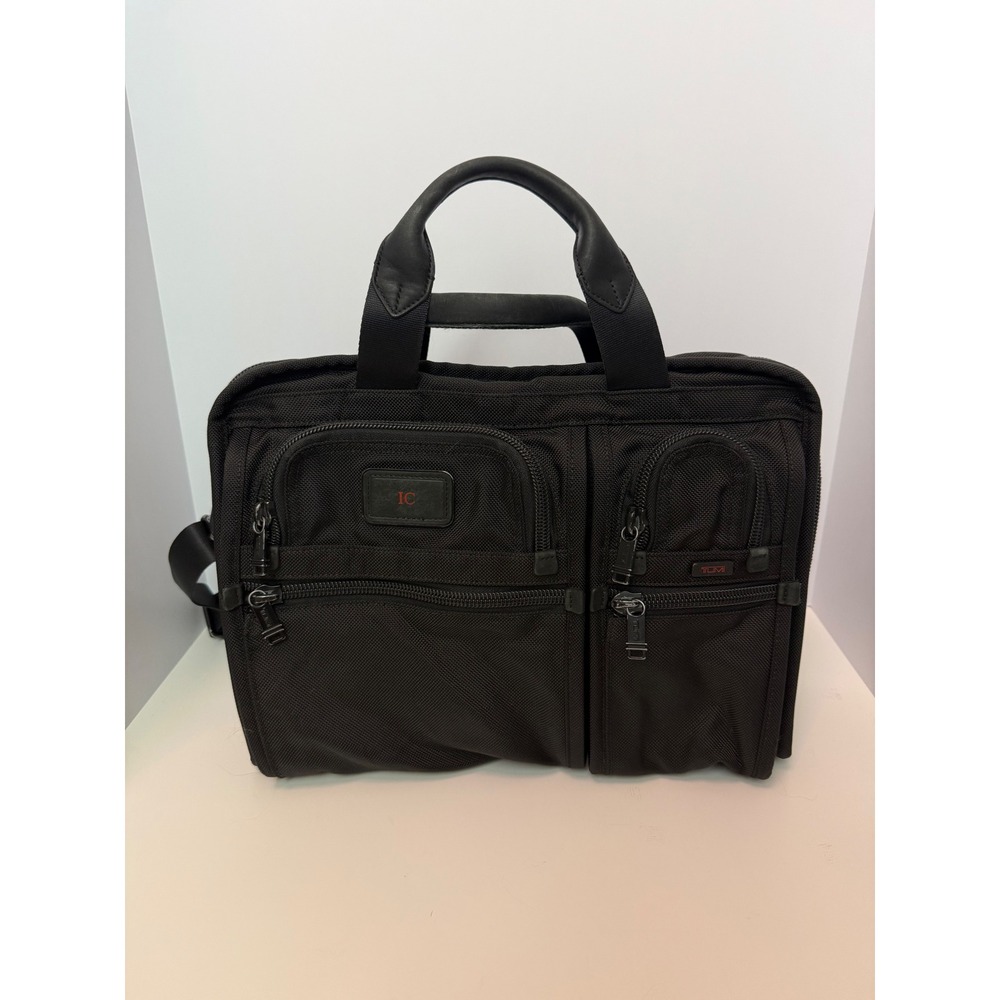 Tumi Alpha 2 Slim Deluxe Portfolio Black Ballistic Nylon Briefcase Laptop Bag
